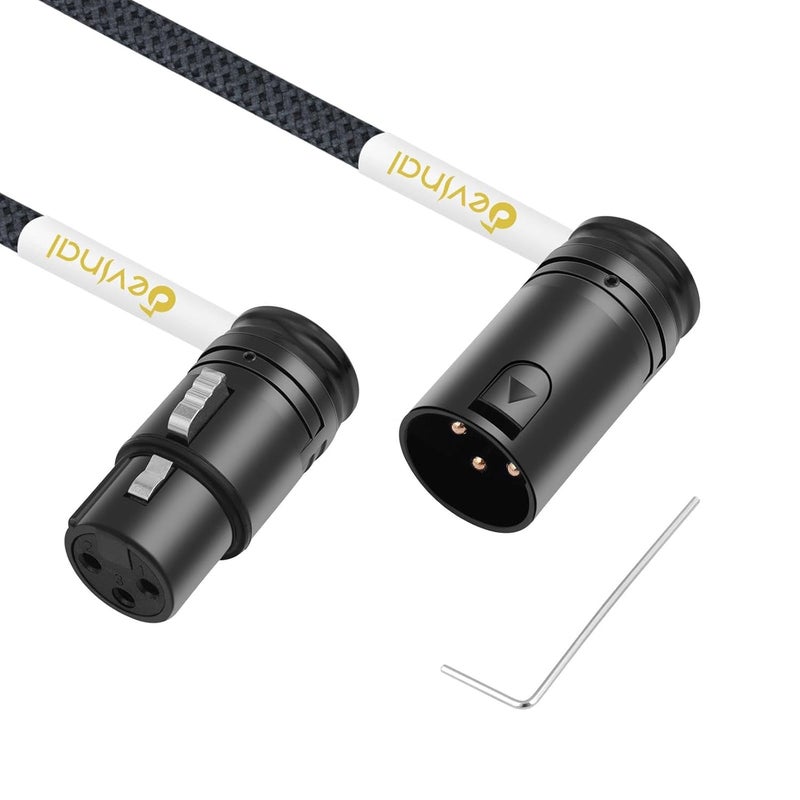 Devinal Right Angle XLR Cable, 360 Degree Rotatable Angle Female XLR to 360 Degree Rotatable Angle Male XLR Microphone Mic Cable Cord Adapter 6 FT 2 pcs - Image 1